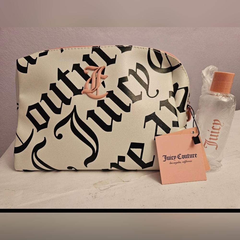 Juicy Couture Make-Up bag. White with light pink and black